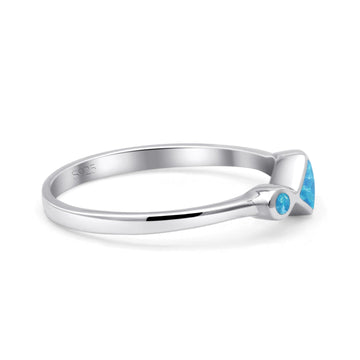 Square Vintage Style Petite Dainty Statement Fashion Thumb Ring Lab Blue Opal 925 Sterling Silver
